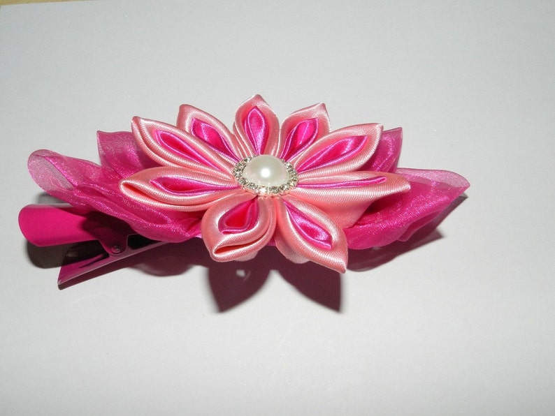 Kanzashi Flower PDF tutorial_Beak hair clip_Satin ribbon big Etsy