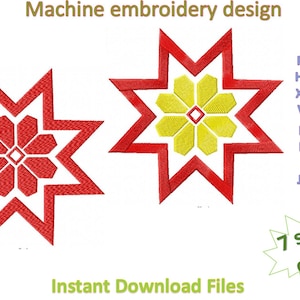 Machine embroidery Latvian ethnic sign, Auseklis, Saule in 7sizes each