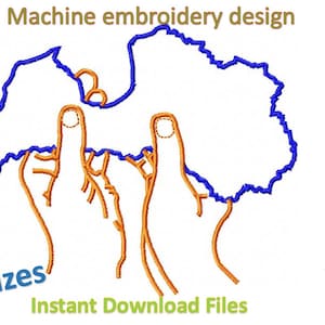 Latvia embroidery, Machine embroidery outline of Latvia in hands