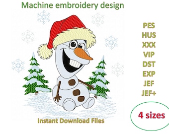 Merry Christmas Olaf machine embroidery designs, instant download files,  4 sizes