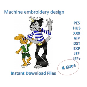 Nu Pogodi Machine Embroidery Downloadable design files in 4 sizes