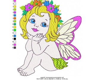 Diseño de bordado de ángel: Patrón de bordado a máquina (Descarga instantánea)