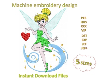 Tinkerbell Autograph Signature DIGITAL Embroidery Machine Design