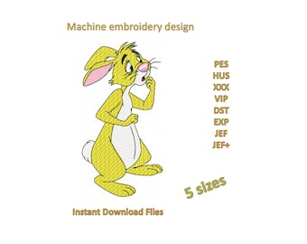 Rabbit machine embroidery design, instant download files in 5 sizes