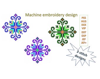 Machine embroidery Ethnic sign, In 3 embroidery stitch designs
