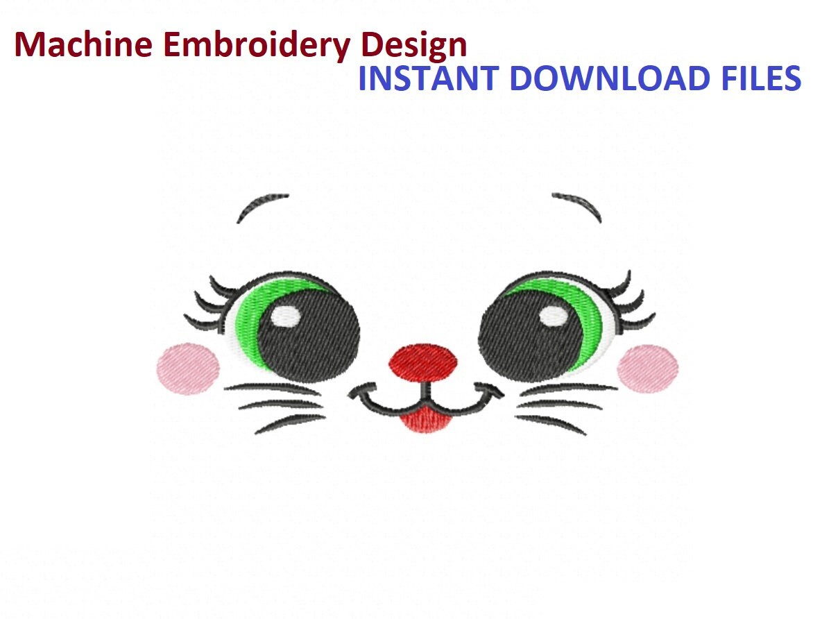 Embroidery Design Files, CAT FACE Design, Machine Embroidery Design