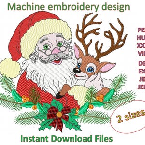 Santa machine embroidery designs, instant download files, 2 sizes