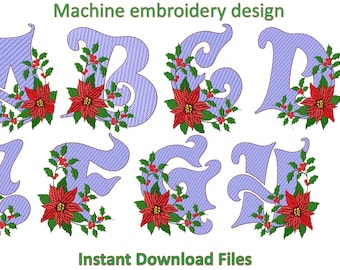 Christmas Alphabet Machine Embroidery Designs (Digital Download)