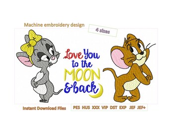 Mouses in Love Machine Embroidery Design: 4 Sizes (Digital Files)