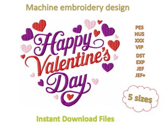 Happy Valentine's Day Machine Embroidery Design (Digital Download)