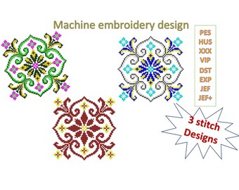 Machine embroidery Ethnic, Folk sign, In 3 embroidery stitch designs