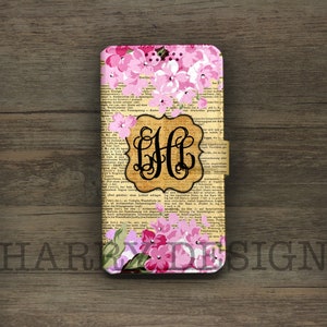 Personalisierte Monogramm-Blume iPhone 15 14 13 12 11 pro max Xs Xr SE Samsung Galaxy S24 Ultra S23 S22 s21 S20 fe S10 Note 20 10 9 Brieftaschenhülle