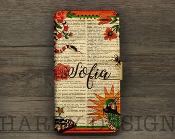 Portemonneehoesje met bloemenmonogram: iPhone en Galaxy