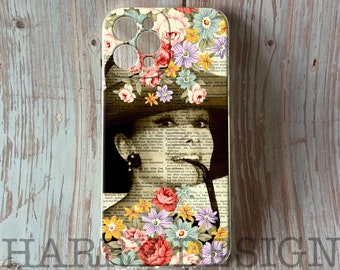 iPhone-hoesje Audrey Hepburn bloemen: vintage Dictionary Art, Samsung Galaxy-hoesje