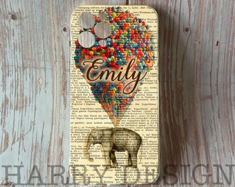 Monogram olifant ballon telefoonhoesje: iPhone, Galaxy, aangepaste naam