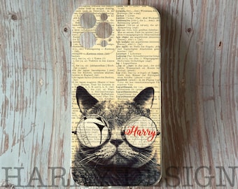 iPhone-hoesje met monogram kat: gepersonaliseerde woordenboekkunst