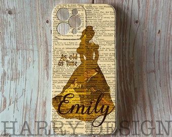 Gepersonaliseerde telefoonhoesje met Belle en het beest-monogram