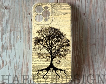 Telefoonhoesje Wishing Tree: vintage boekafdruk, custom design