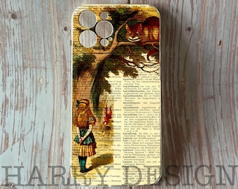 Può includere: Una custodia per telefono con un design di copertina di libro vintage che presenta un'illustrazione fantasiosa di una ragazza e un gatto su un albero. Il testo sulla copertina è in tedesco.