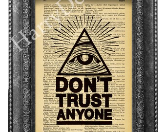 Stampa "Occhio che tutto vede": Dizionario artistico degli Illuminati, libro riciclato