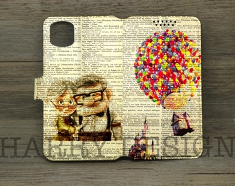 UP Movie iPhone Samsung Wallet Case: vintage woordenboekkunst