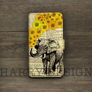 Elefant Sonnenblumen Samsung Galaxy S25 S24 plus S23 S22 fe s21 S20 S10 Note 20 case iPhone 16 15 14 13 12 11 pro max Xs Xr 8 SE Wallet Case