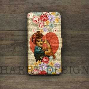 Capa carteira Tough Girl iPhone 16 15 pro max 14 pro 13 12 11 Xs Xr 8 SE Samsung Galaxy S25 S24 ultra S23 S22 s21 S20 fe S10 A52 Note 20