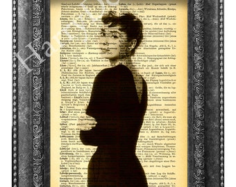 Buy 2 get 1 free - Audrey Hepburn Print, Audrey Hepburn Close Up Art, Dictionary Art Print, Dictionary Page, Wall Art, Wall Hanging