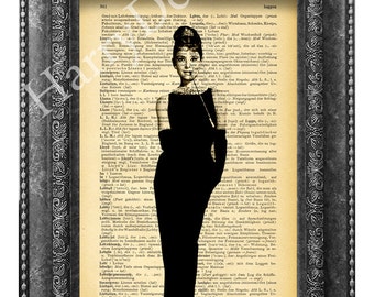 Buy 2 get 1 free - Audrey Hepburn Print on Dictionary Book, Audrey Hepburn art print, wall decor, home decor, wall hanging