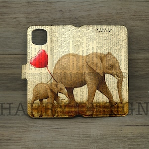 Funda para teléfono con billetera de elefante para iPhone 16, 15 Pro Max, 14, 13, 12, 11, Xs Max, Xr, 8 SE, Samsung Galaxy S25, S24, S23 Ultra, S22, S20 Fe, S10 Plus, Note 20