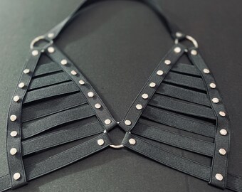 The Strappy Top - Fashion Harness Straps Triangle Chest Piece Custom Plus Size Kawaii Goth Festival Rave Burning Man Bikini - Made to Order!
