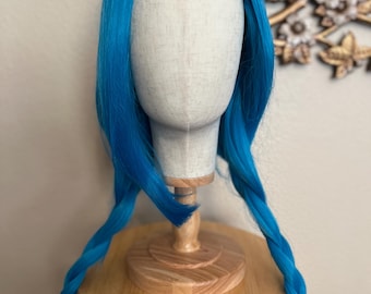 Royal Blue Long Braided Pigtails Two Straight Braids Bangs Wig Kawaii Pastel Goth Gothic Synthetic Hair Cosplay Halloween Costume Accessory