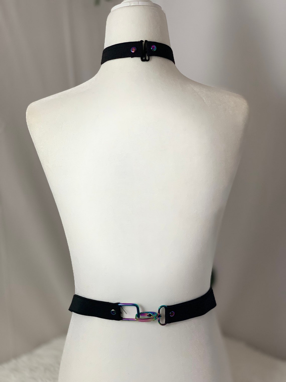 Deluxe Belt &Choker Set Rainbow Holo DRings Hardware Vegan Etsy