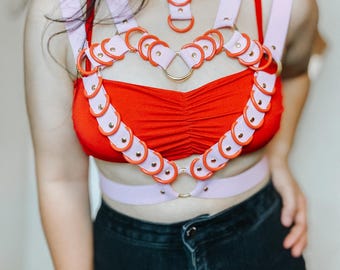 Deluxe Heart Top V2 - Fashion Harness Suspenders Strappy Chest Piece Custom Plus Size Kawaii Goth Festival Rave Burning Man - Made to Order!