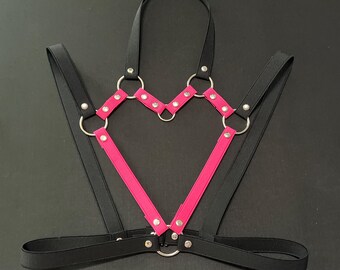 Heart Shaped Top - Fashion Harness Suspenders Strappy Chest Piece Custom Plus Size Kawaii Goth Festival Rave Burning Man - Made to Order!
