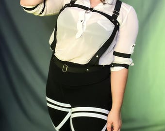 V2 Top Harness & Armbands Set Holster Suspenders Body Belts Custom Plus Size Cosplay Anime Video Game Halloween Costume Straps Made to Order
