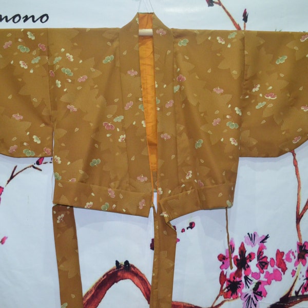Women's vintage Japanese Short Jacket Floral Pattern Haori Cardigan Kimono Outer Jacket