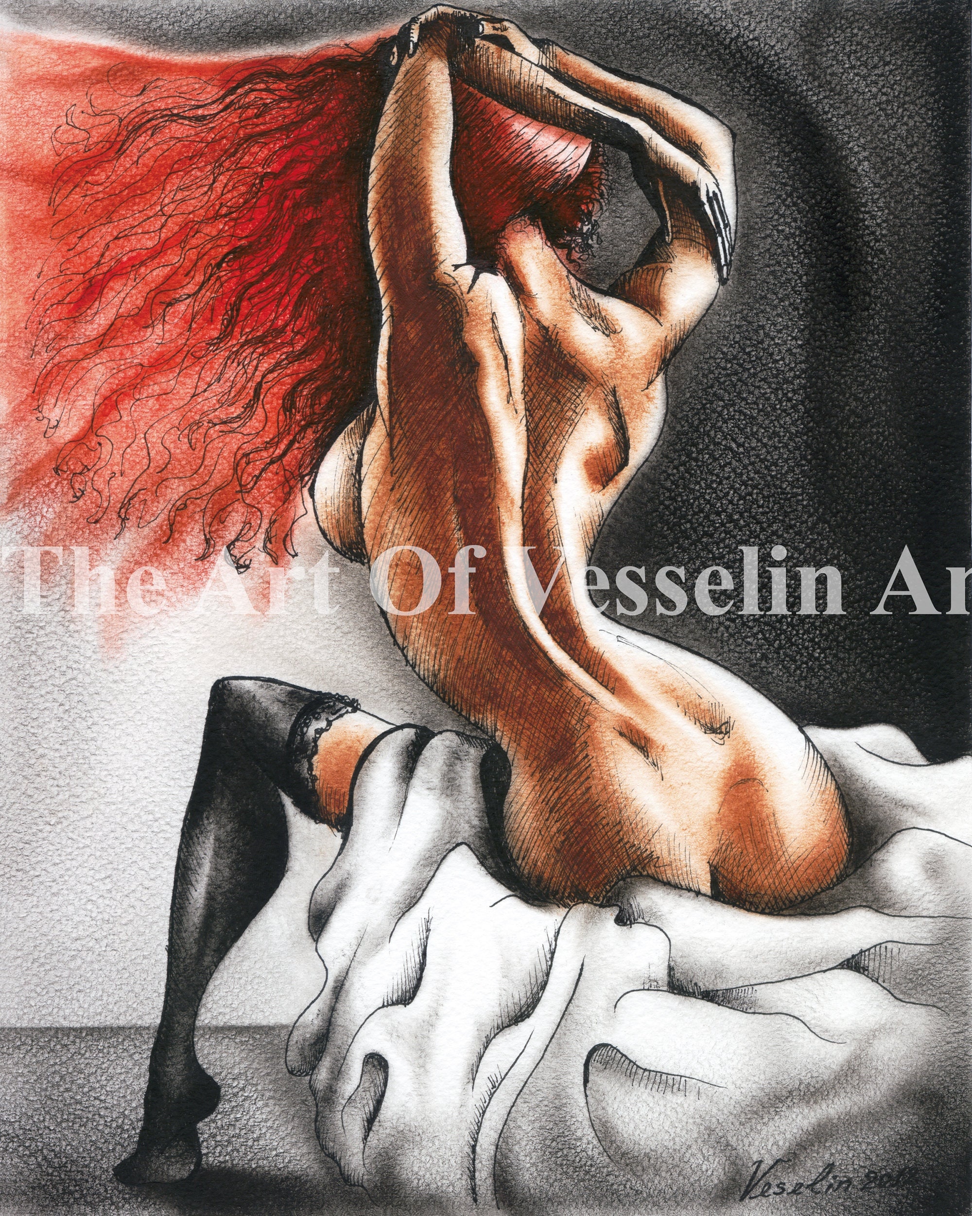 Erotic Art Print of Female Nude Painting Passion Naked - Etsy