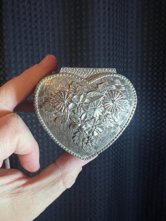 Vintage Silver Plated Heart Shaped Trinket Box