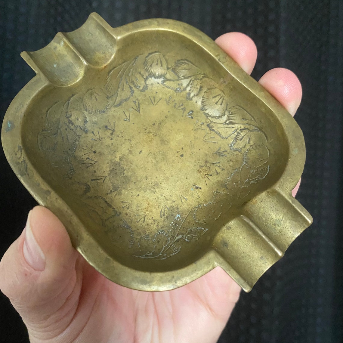 Vintage Brass Ashtray Herb Rest Trinkets India Etsy