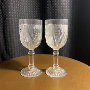 Vintage Jeannette Iris & Herringbone Wine Goblets Depression Glass 1928