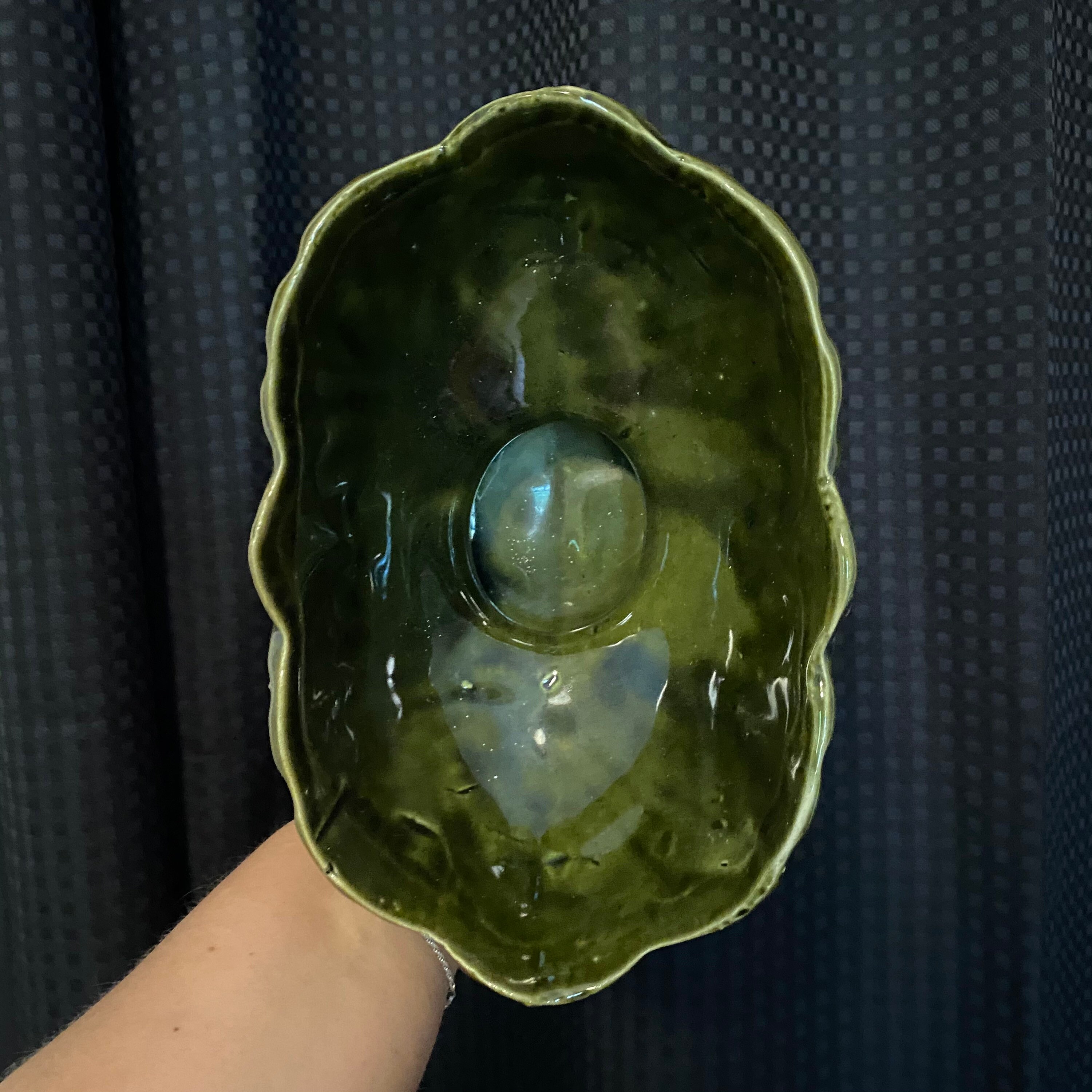 Vintage Green Ceramic Planter
