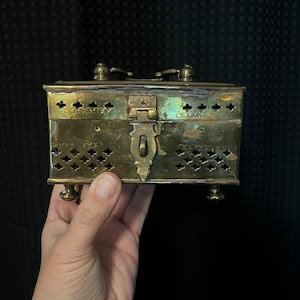 Vintage Footed Brass Incense / Trinket Box