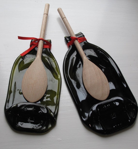 Olive Oil Bottle Spoon Rest, Upcycled Olive Oil Bottle, Fun