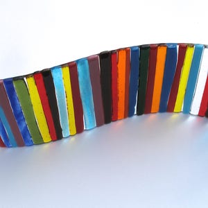 Rainbow Glass Wave: Fused Glass Candle Screen Free Standing Suncatcher ...