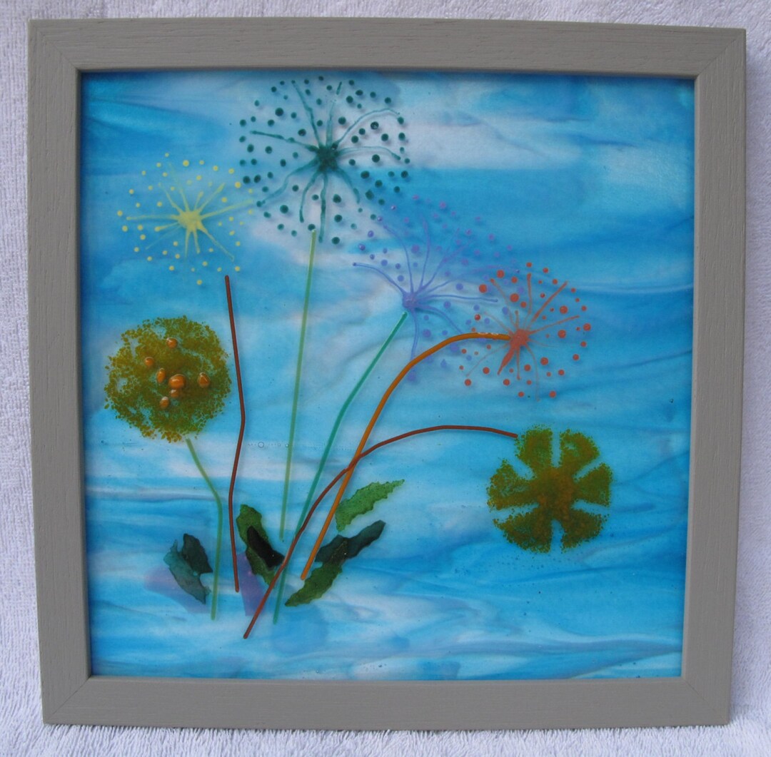 Dandelion Fused Glass Wall Art, Dandelion Print, Gift Box Option Etsy