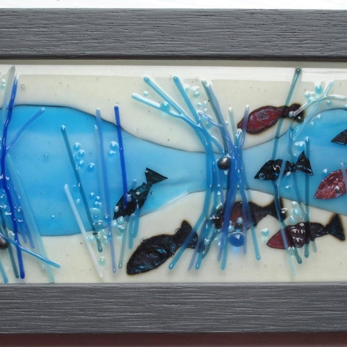 Glass Wall Art Modern Glass Art Ocean Glass Wall Art Fused Etsy