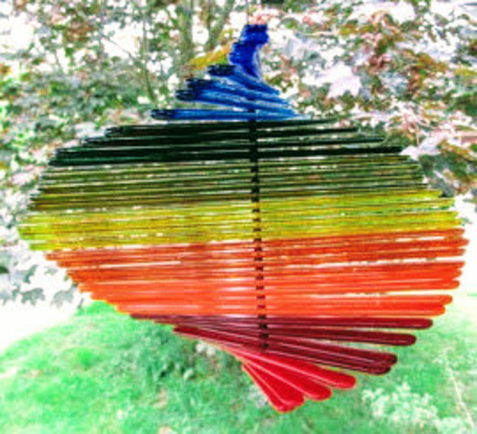 3D Glass Sculpture Hanging Glass Art Large Glass Mobile Etsy