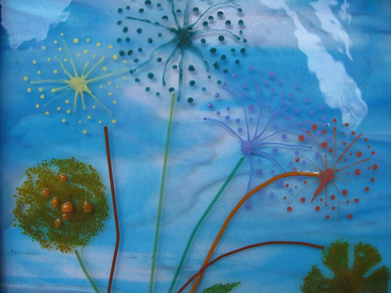 Dandelion fused glass wall art Dandelion print Gift box Etsy