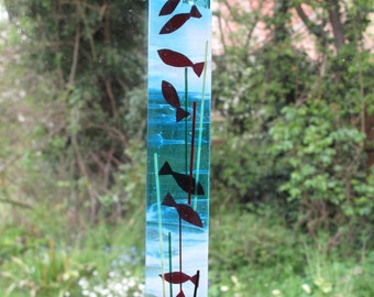 Handmade swimming fish sun catcher; Marine art; Gift for fisherman.  Gift box option